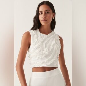 NWT Aje Aurelia Frill Top in Ivory